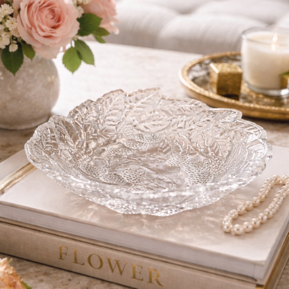 Indiana Glass Loganberry Clear Pressed Glass Bon Bon Bowl 7x8